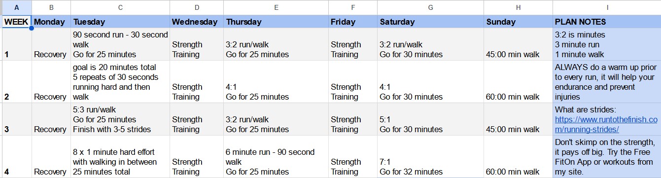 Couch to Marathon Training Plan (Printable 24 Weeks) - RunToTheFinish