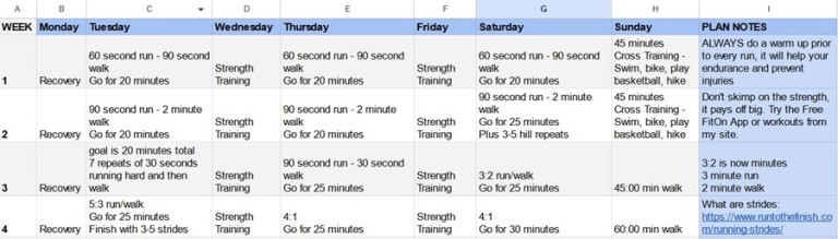 Couch to Half Marathon - 20 Week Plan From a Running Coach