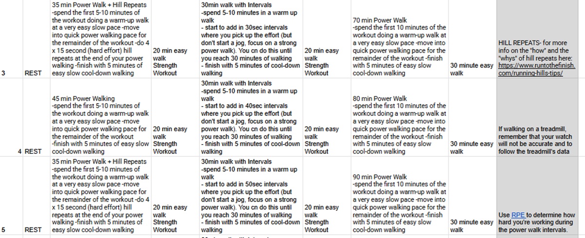 6 week power walking plan