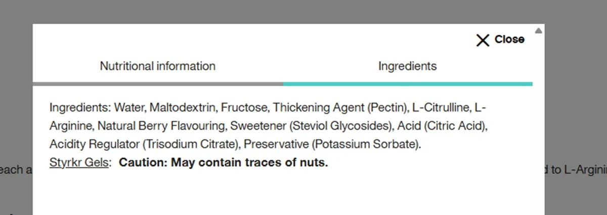 low sugar gel label