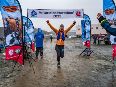 page williams finishing antarctica marathon